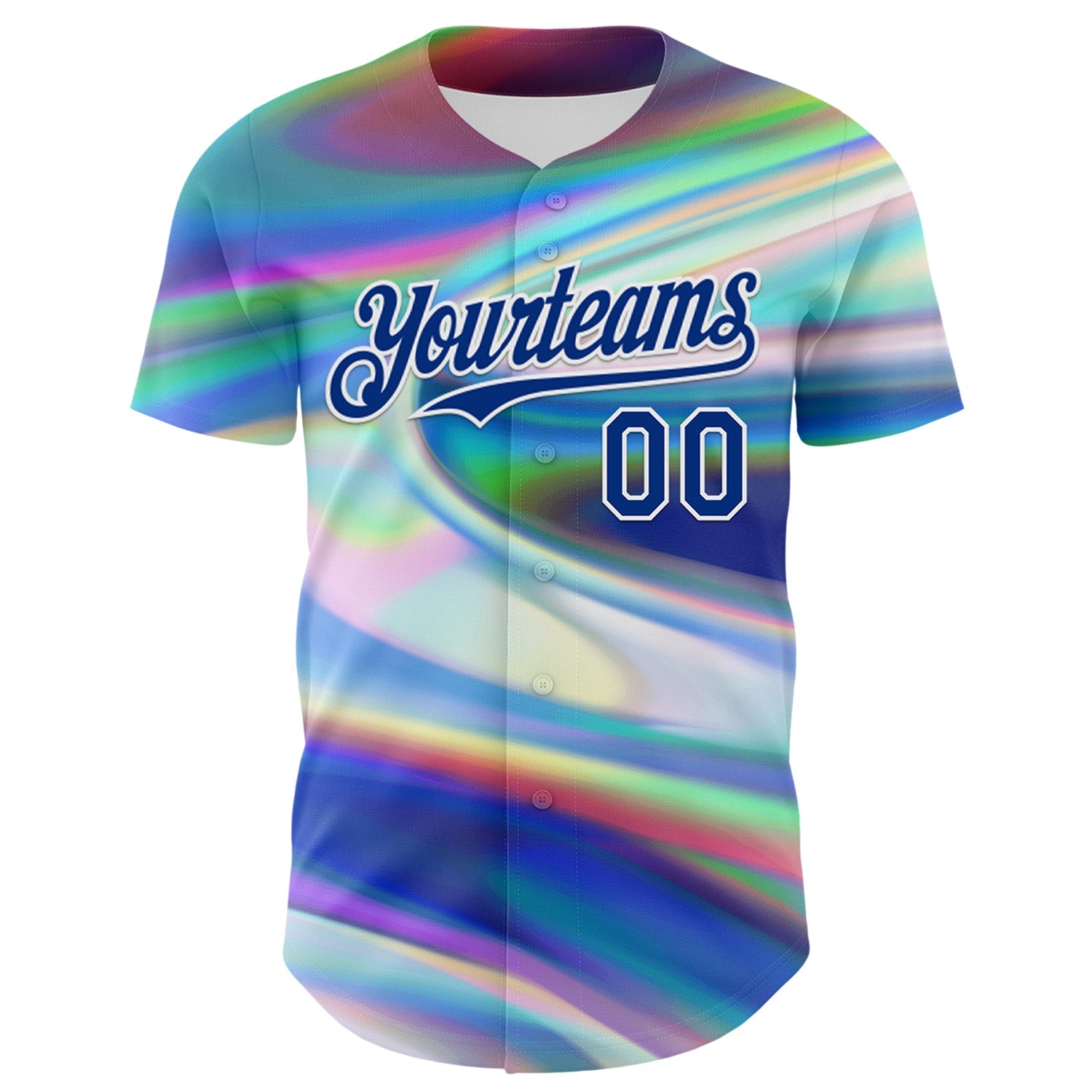 Custom White Royal 3D Pattern Design Rave Psychedelic Holographic Vaporwave Style Authentic Baseball Jersey view 2