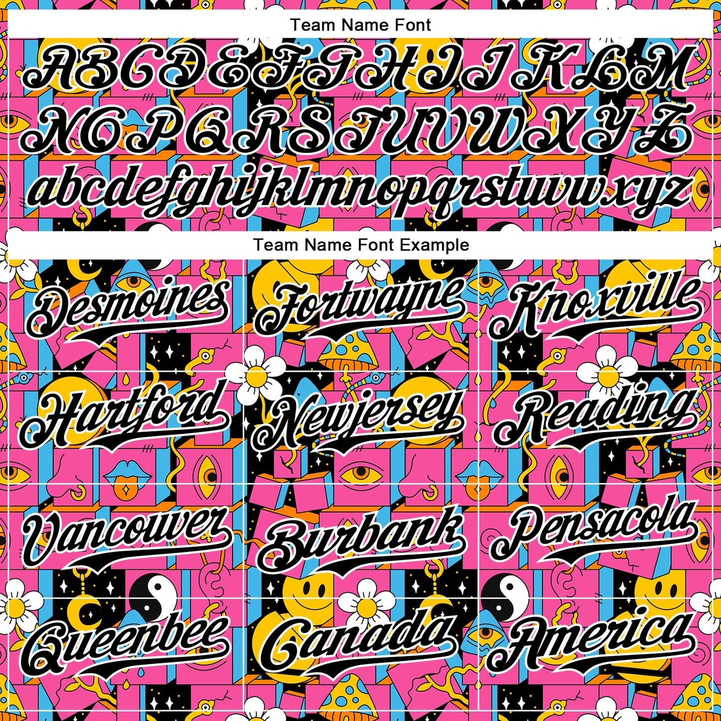 Custom Hot Pink Black-White 3D Pattern Design Rave Psychedelic Geometry Authentic Baseball Jersey view 4