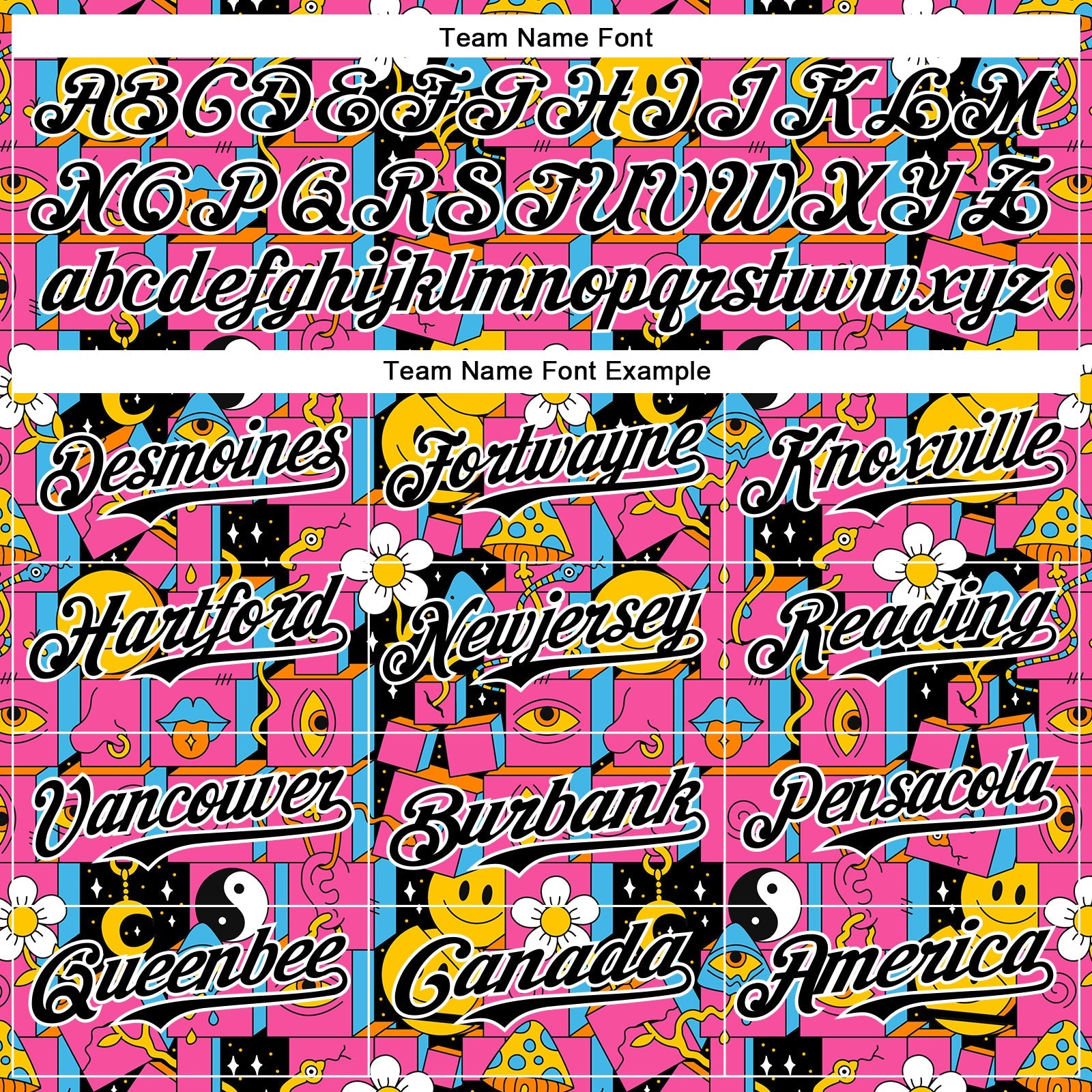 Custom Hot Pink Black-White 3D Pattern Design Rave Psychedelic Geometry Authentic Baseball Jersey view 4