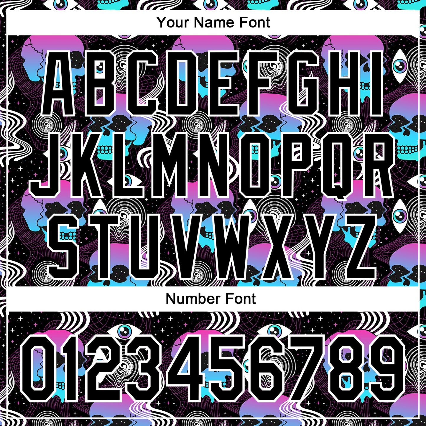 Custom Black White 3D Pattern Design Rave Psychedelic Skull Authentic Baseball Jersey view 5
