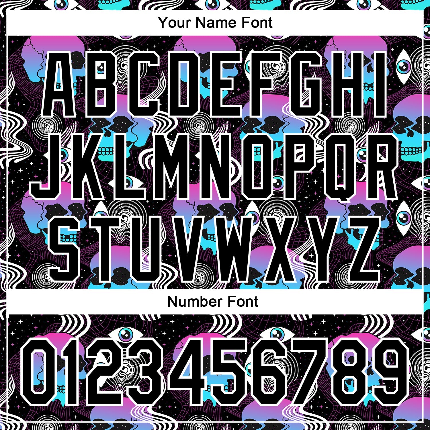 Custom Black White 3D Pattern Design Rave Psychedelic Skull Authentic Baseball Jersey view 5