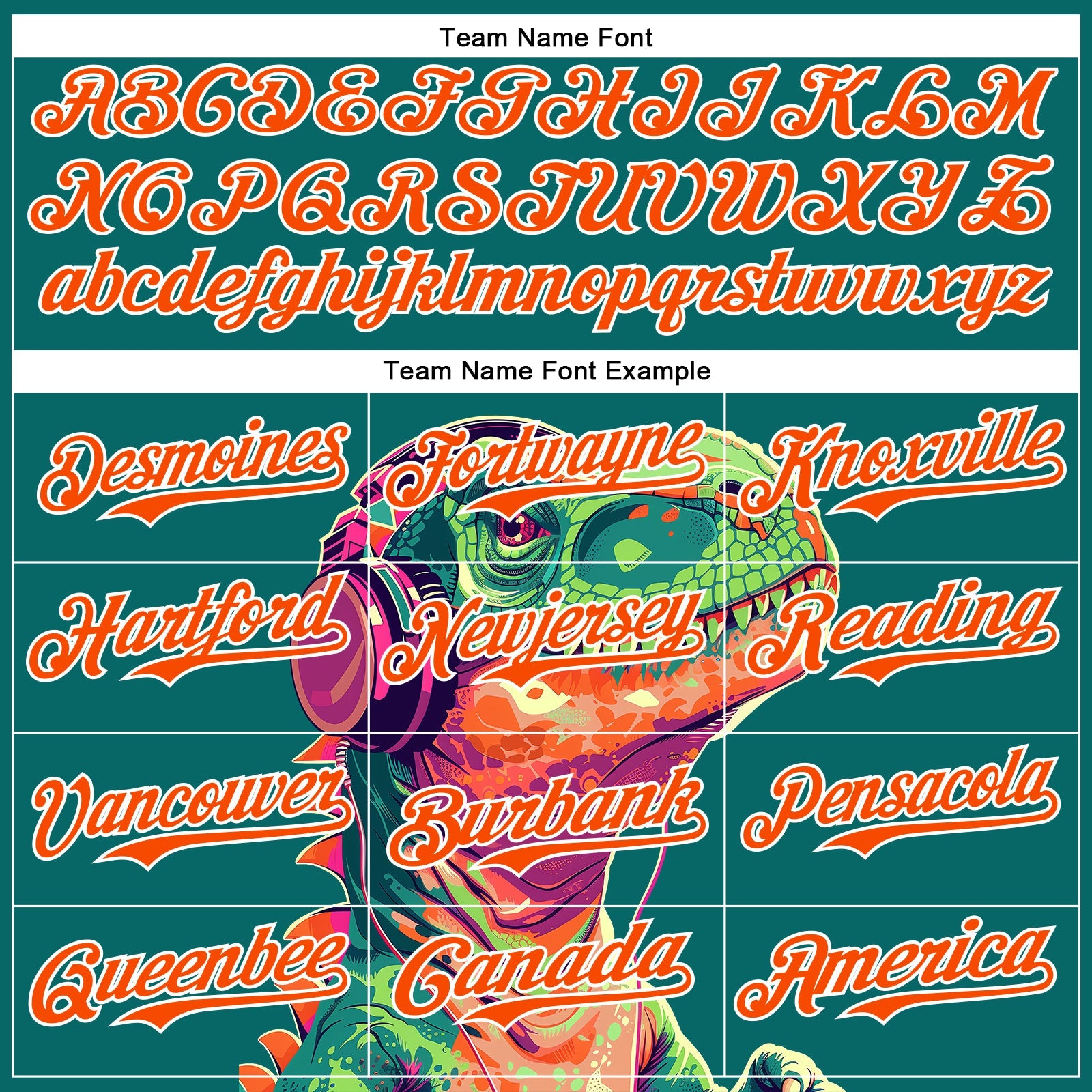 Custom Teal Orange-White 3D Pattern Design Rave Psychedelic Dinosaur Authentic Baseball Jersey view 4