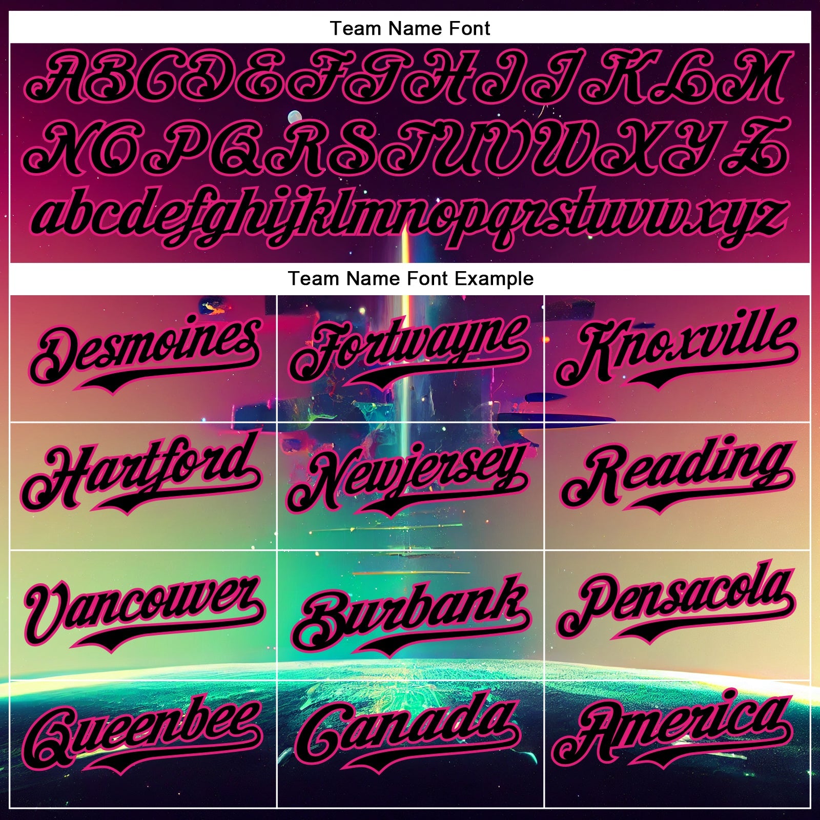 Custom Black Hot Pink 3D Pattern Design Rave Psychedelic Universe Authentic Baseball Jersey view 4