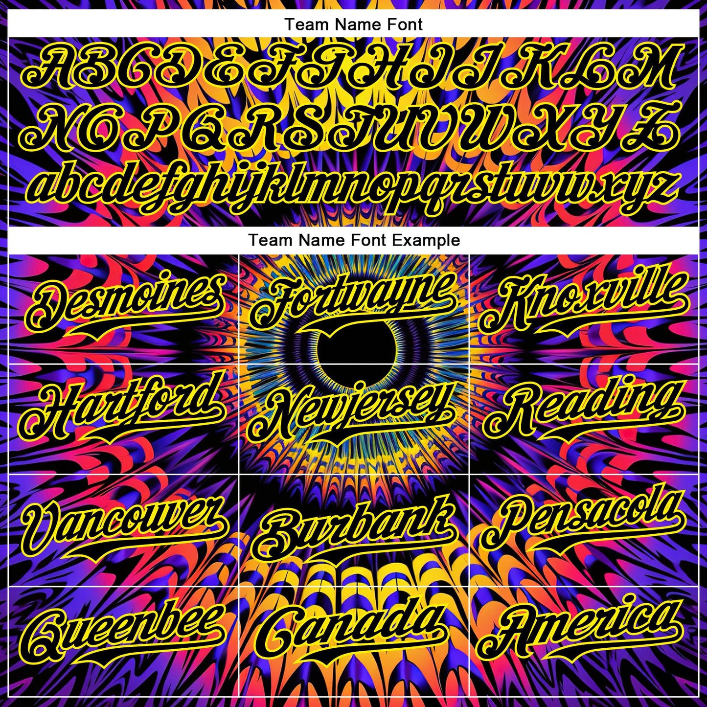 Custom Black Light Yellow 3D Pattern Design Rave Psychedelic Fractal Style Authentic Baseball Jersey view 4