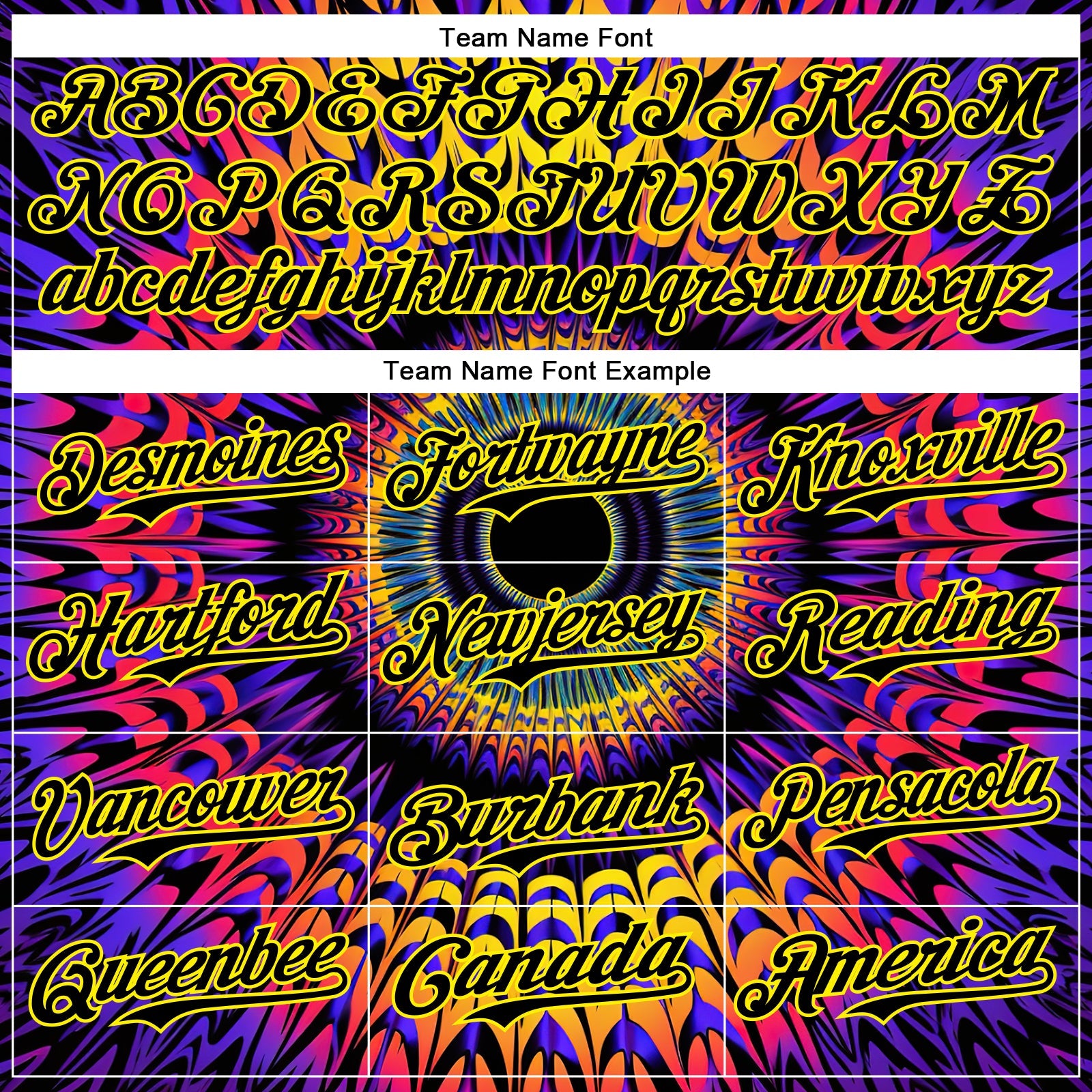 Custom Black Light Yellow 3D Pattern Design Rave Psychedelic Fractal Style Authentic Baseball Jersey view 4