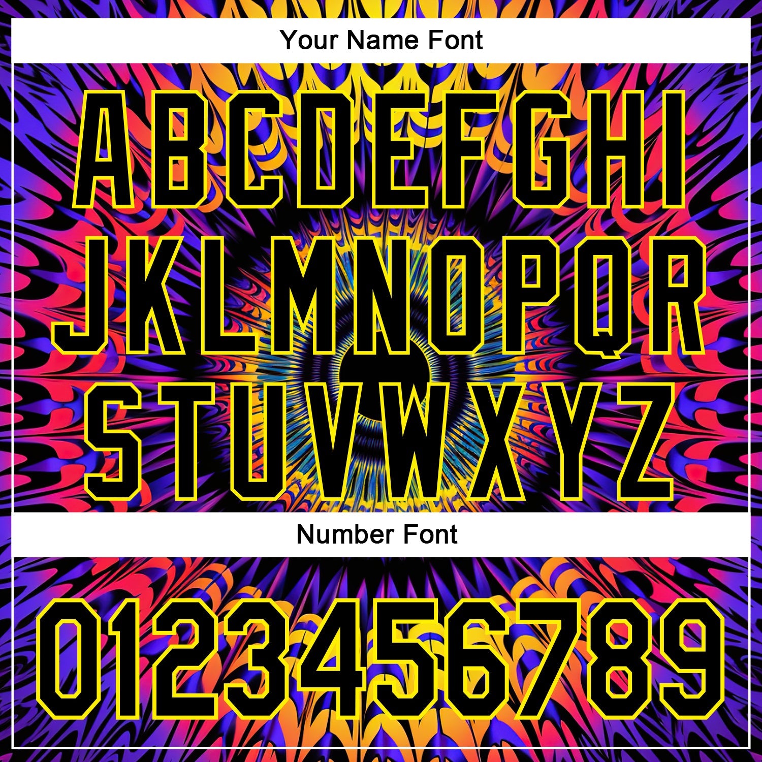 Custom Black Light Yellow 3D Pattern Design Rave Psychedelic Fractal Style Authentic Baseball Jersey view 5