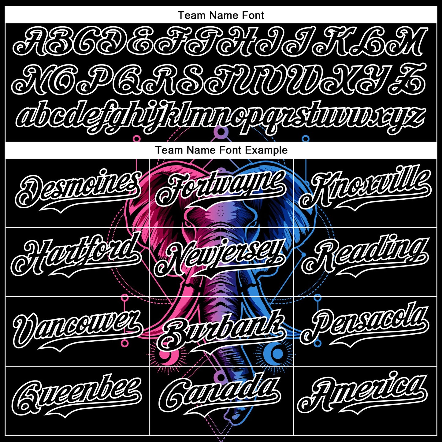 Custom Black White 3D Pattern Design Rave Psychedelic Elephant Authentic Baseball Jersey view 4
