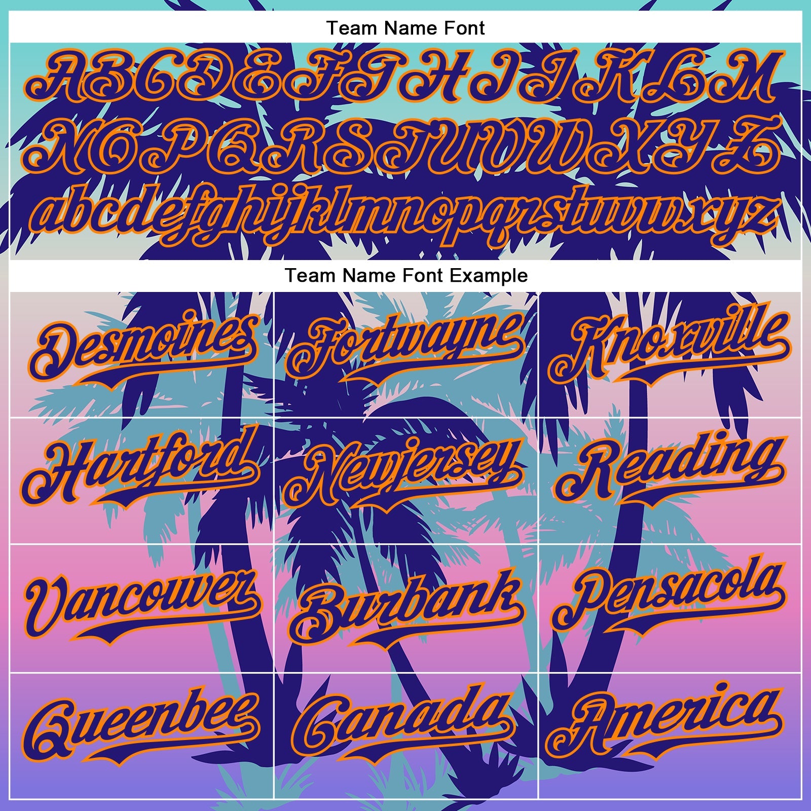 Custom Dark Purple Bay Orange 3D Pattern Design Rave Psychedelic Tropical Palm Tree Authentic Baseball Jersey view 4