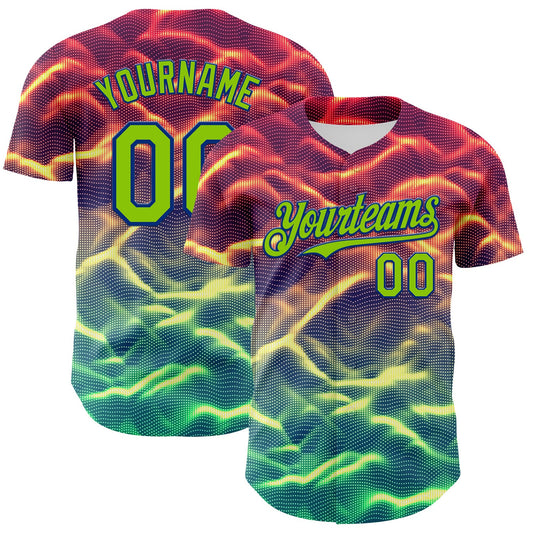 Custom Black Neon Green-Royal 3D Pattern Design Rave Psychedelic Tiny Spot Authentic Baseball Jersey - Main View