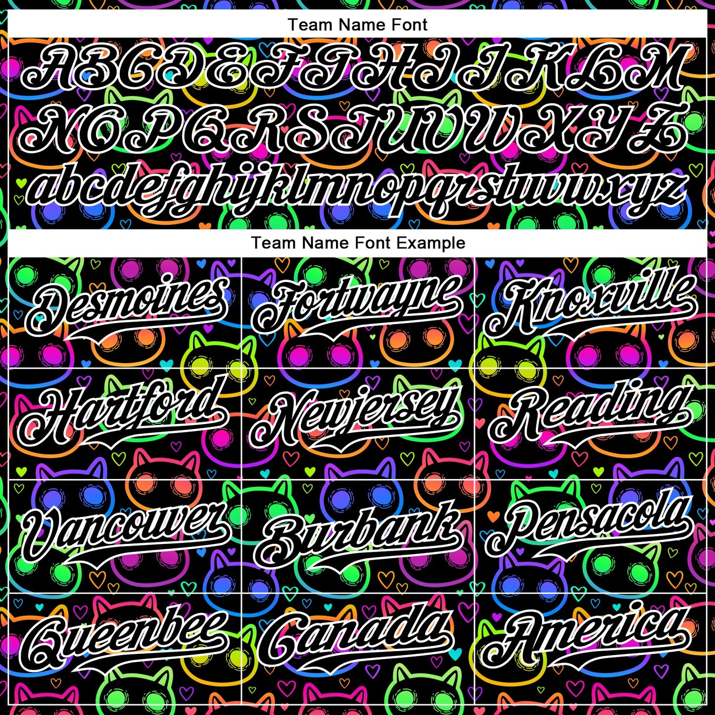 Custom Black White 3D Pattern Design Rave Psychedelic Neon Cartoon Cat Authentic Baseball Jersey view 4
