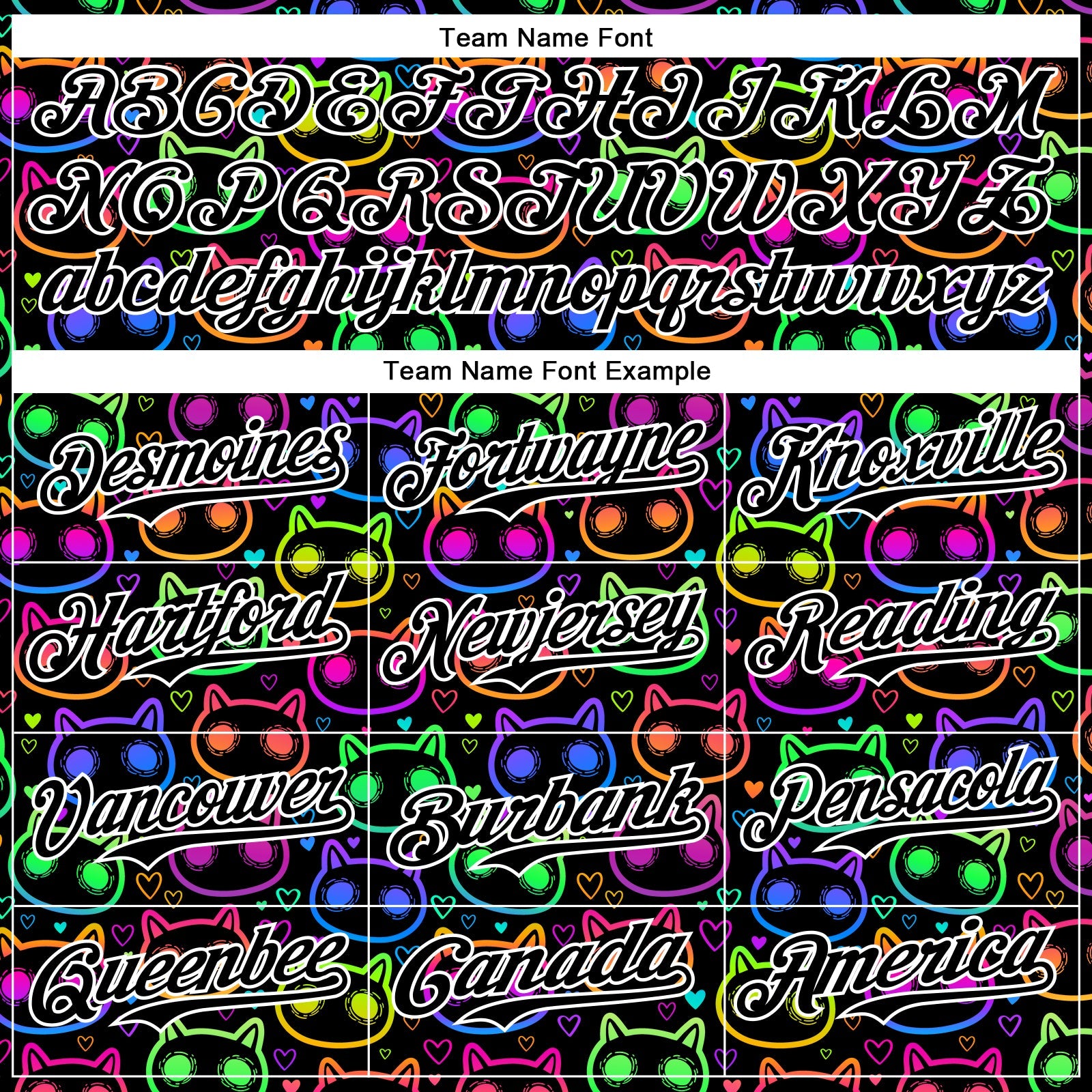 Custom Black White 3D Pattern Design Rave Psychedelic Neon Cartoon Cat Authentic Baseball Jersey view 4