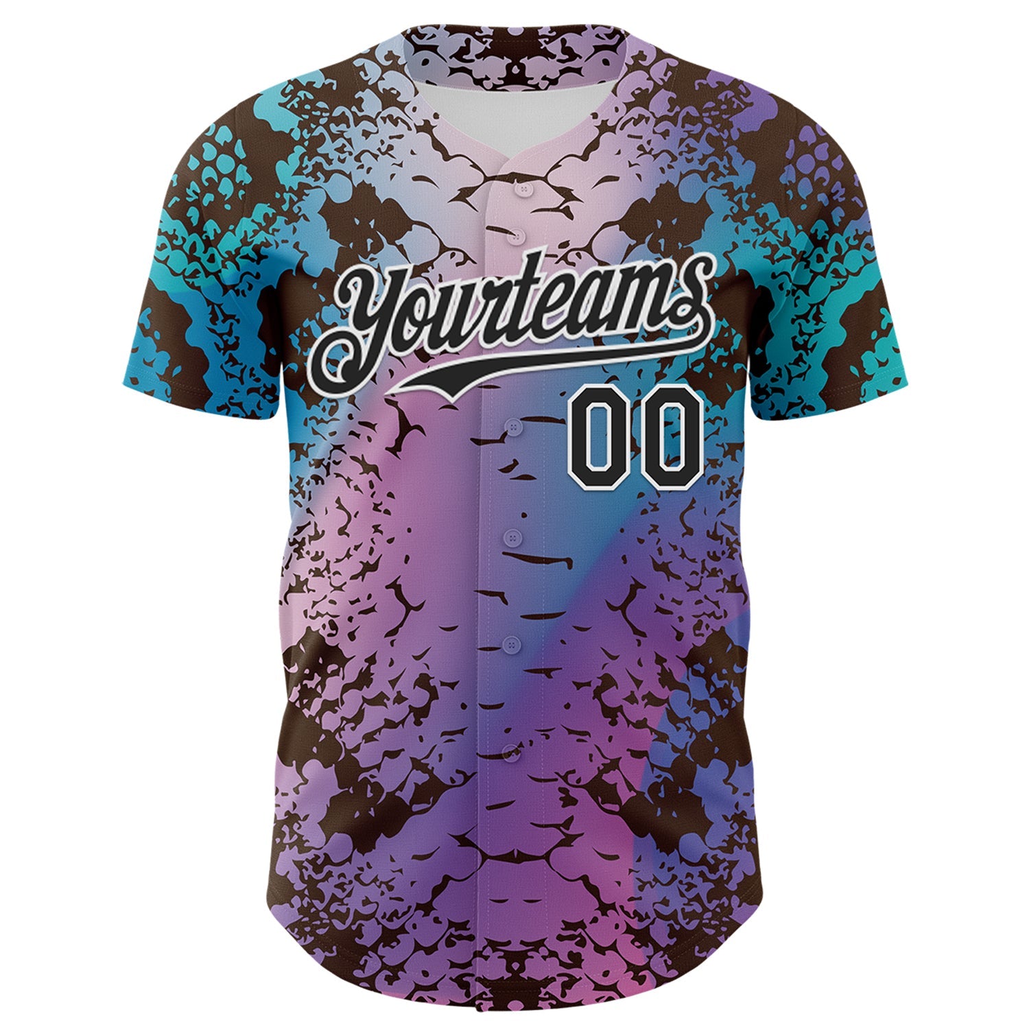 Custom Pink Black-White 3D Pattern Design Rave Psychedelic Snakeskin Authentic Baseball Jersey view 2