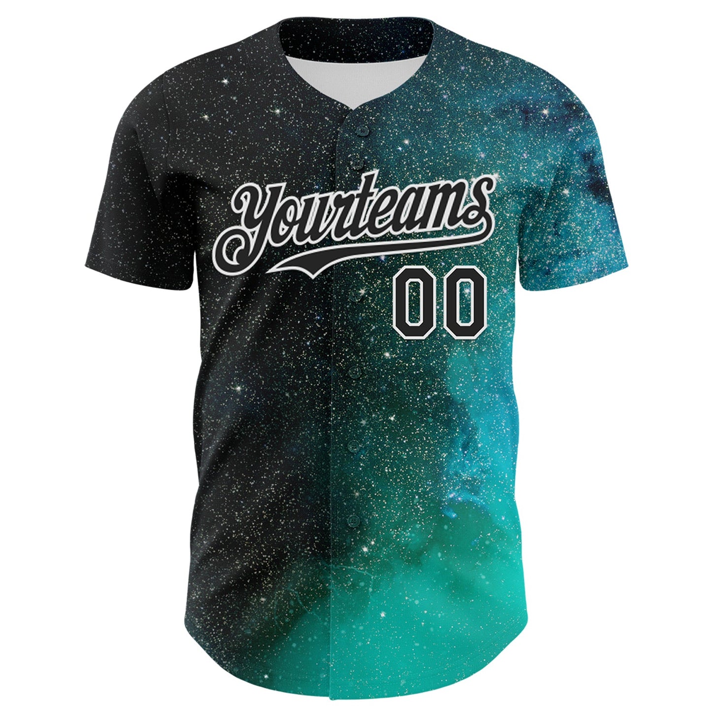 Custom Black White 3D Pattern Design Rave Psychedelic Space Galaxy Star Authentic Baseball Jersey view 2