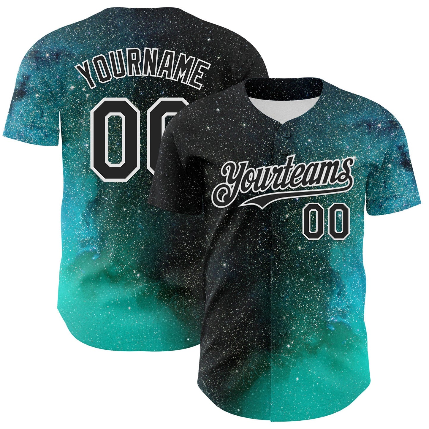 Custom Black White 3D Pattern Design Rave Psychedelic Space Galaxy Star Authentic Baseball Jersey - Main View