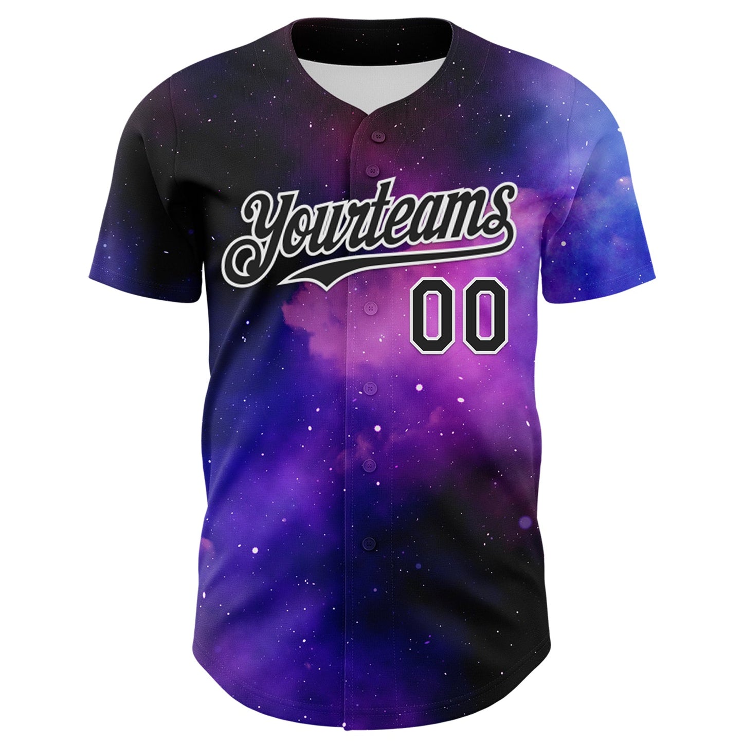Custom Black White 3D Pattern Design Rave Psychedelic Space Galaxy Star Authentic Baseball Jersey view 2