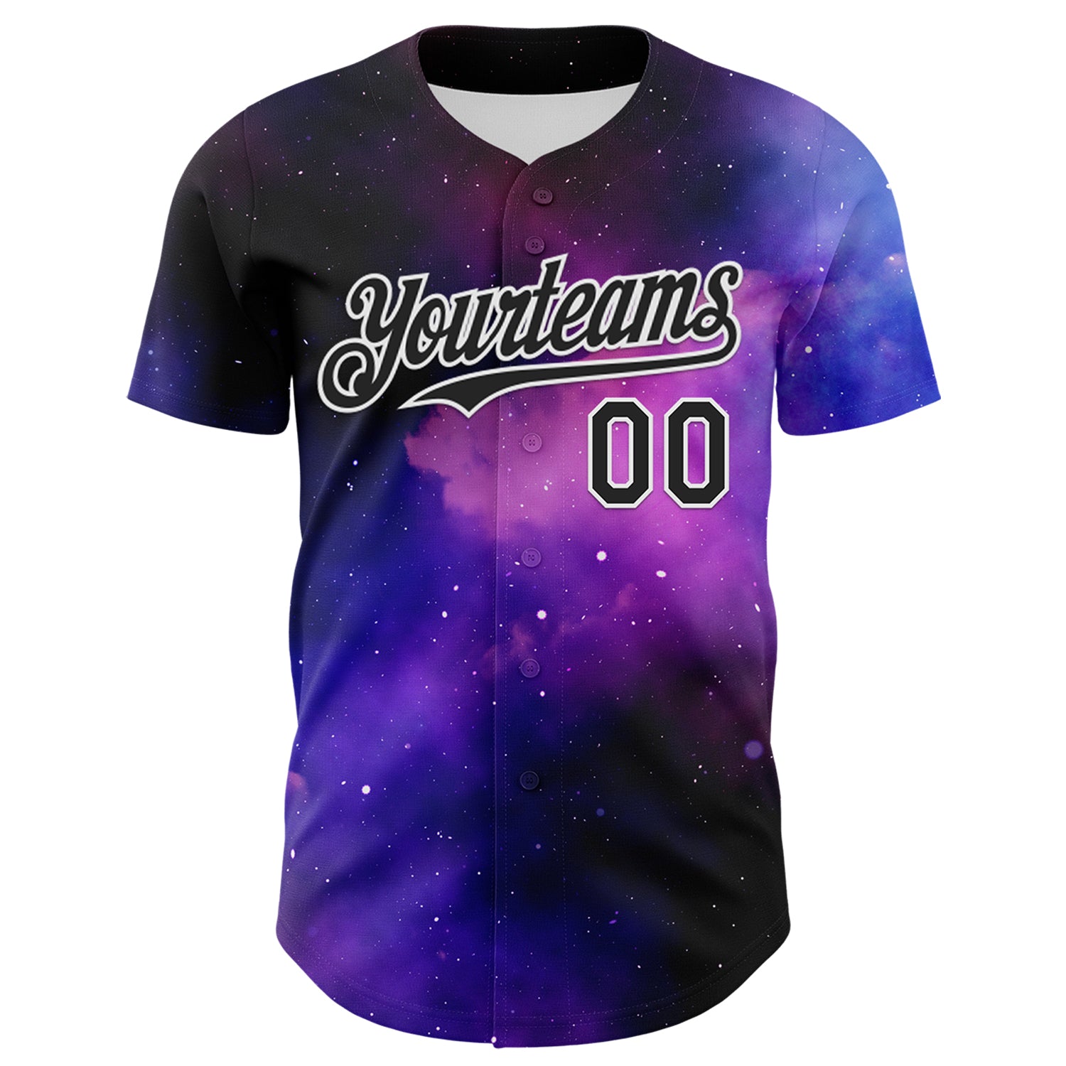 Custom Black White 3D Pattern Design Rave Psychedelic Space Galaxy Star Authentic Baseball Jersey view 2