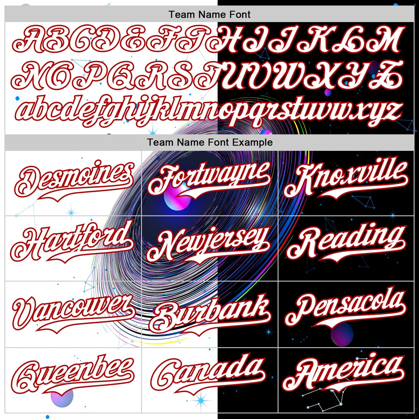 Custom Black White-Red 3D Pattern Design Space Galaxy Star Authentic Baseball Jersey view 4