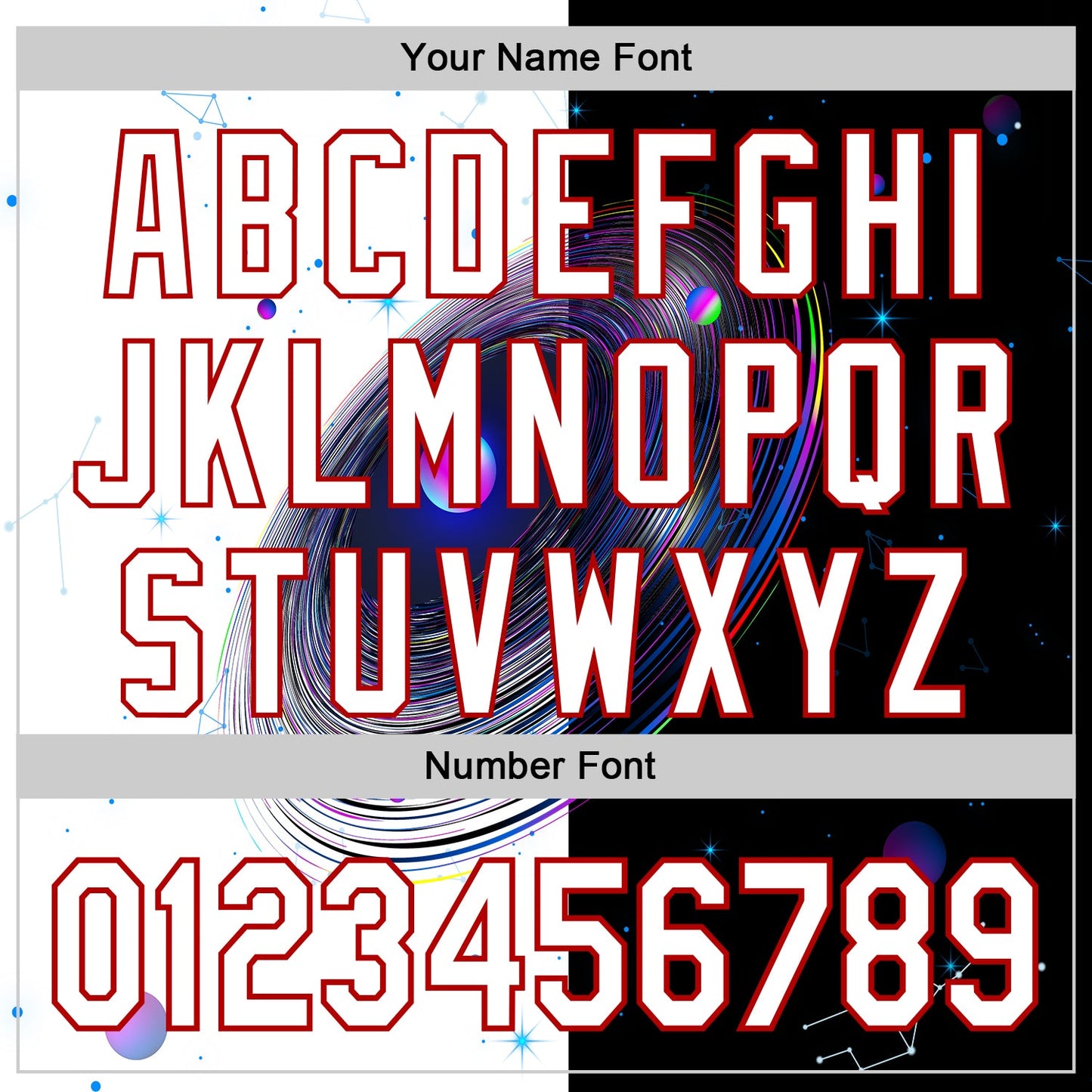 Custom Black White-Red 3D Pattern Design Space Galaxy Star Authentic Baseball Jersey view 5
