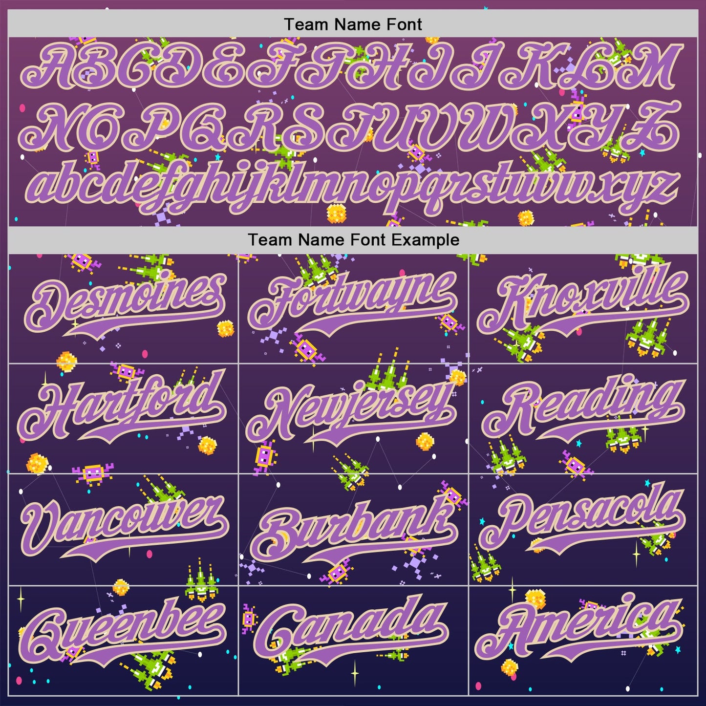 Custom Purple Medium Purple-City Cream 3D Pattern Design Retro Pixel Arcade Game Authentic Baseball Jersey view 4