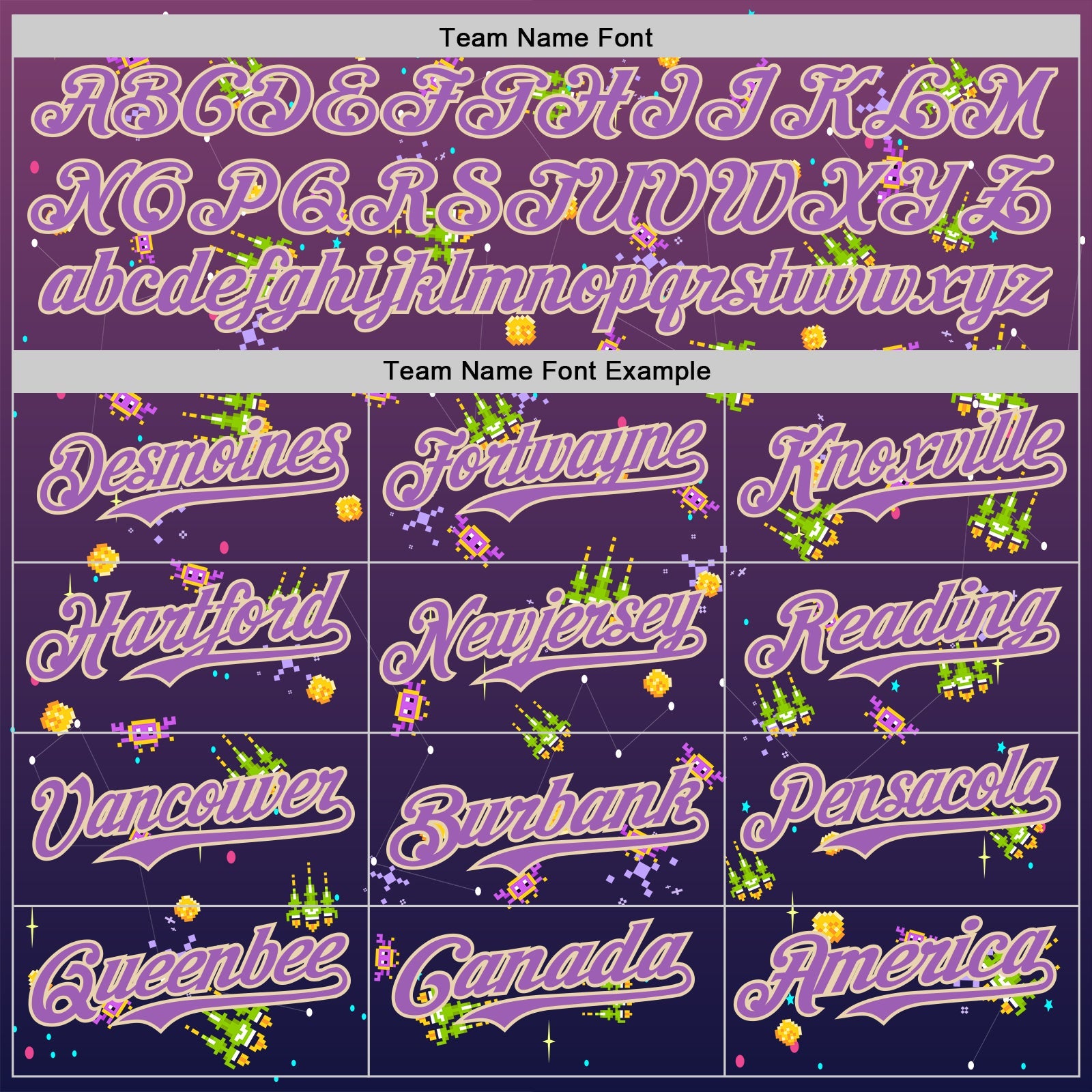 Custom Purple Medium Purple-City Cream 3D Pattern Design Retro Pixel Arcade Game Authentic Baseball Jersey view 4