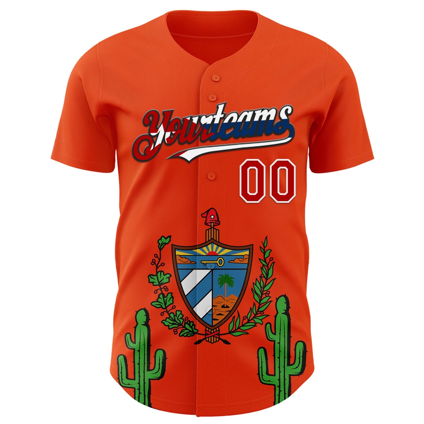 Custom Orange Red White Cuban Flag-Black 3D Cuba Authentic Baseball Jersey view 2