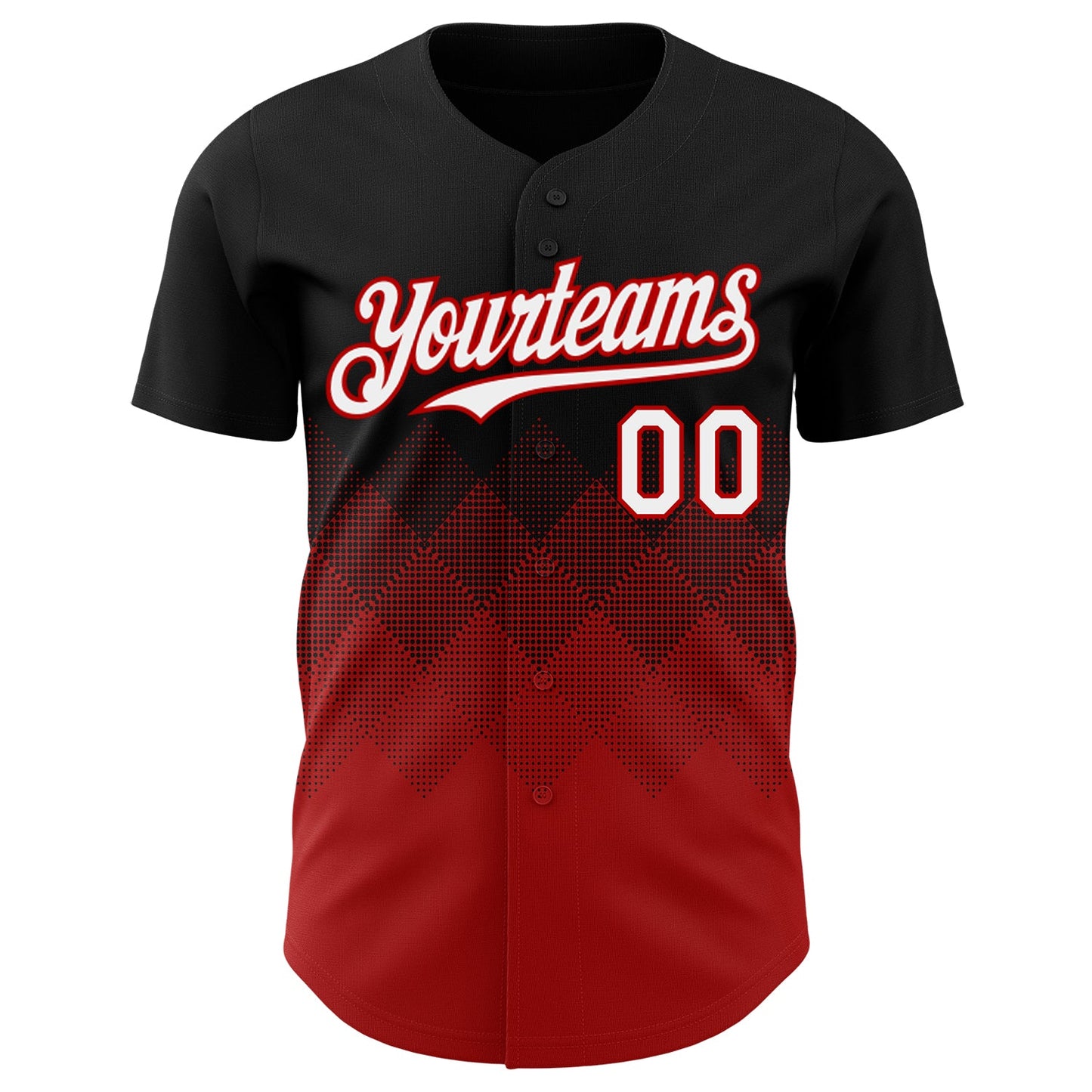 Custom Black White-Red 3D Gradient Square Shape Authentic Baseball Jersey view 2