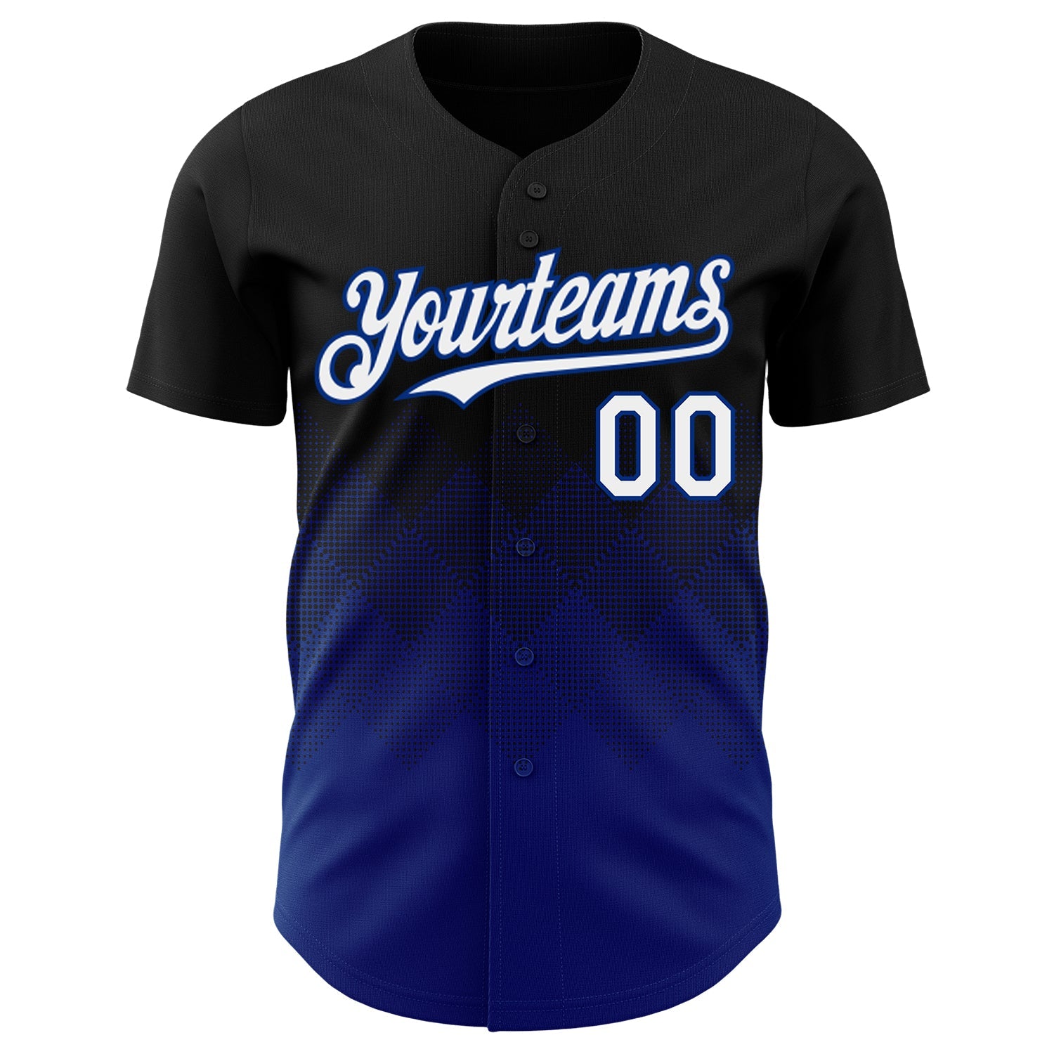 Custom Black White-Royal 3D Gradient Square Shape Authentic Baseball Jersey view 2
