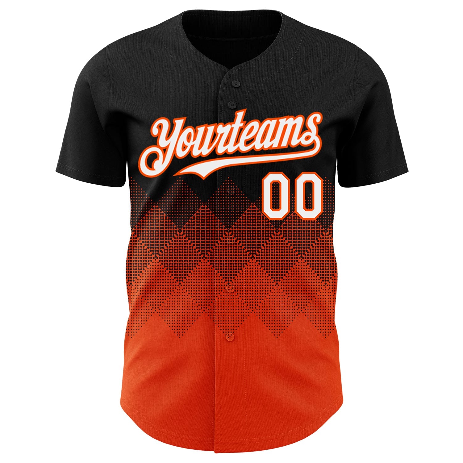 Custom Black White-Orange 3D Gradient Square Shape Authentic Baseball Jersey view 2