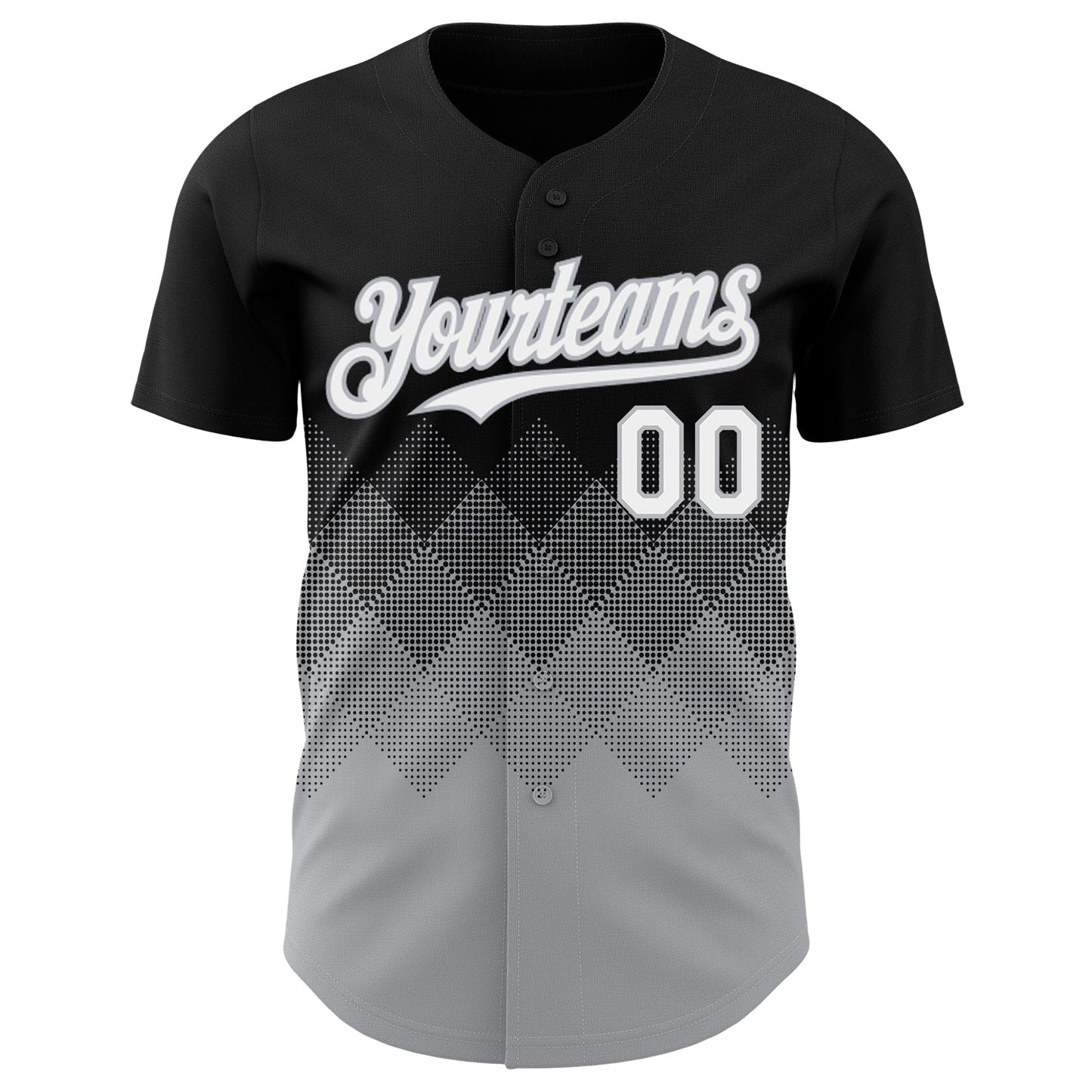 Custom Black White-Gray 3D Gradient Square Shape Authentic Baseball Jersey view 2