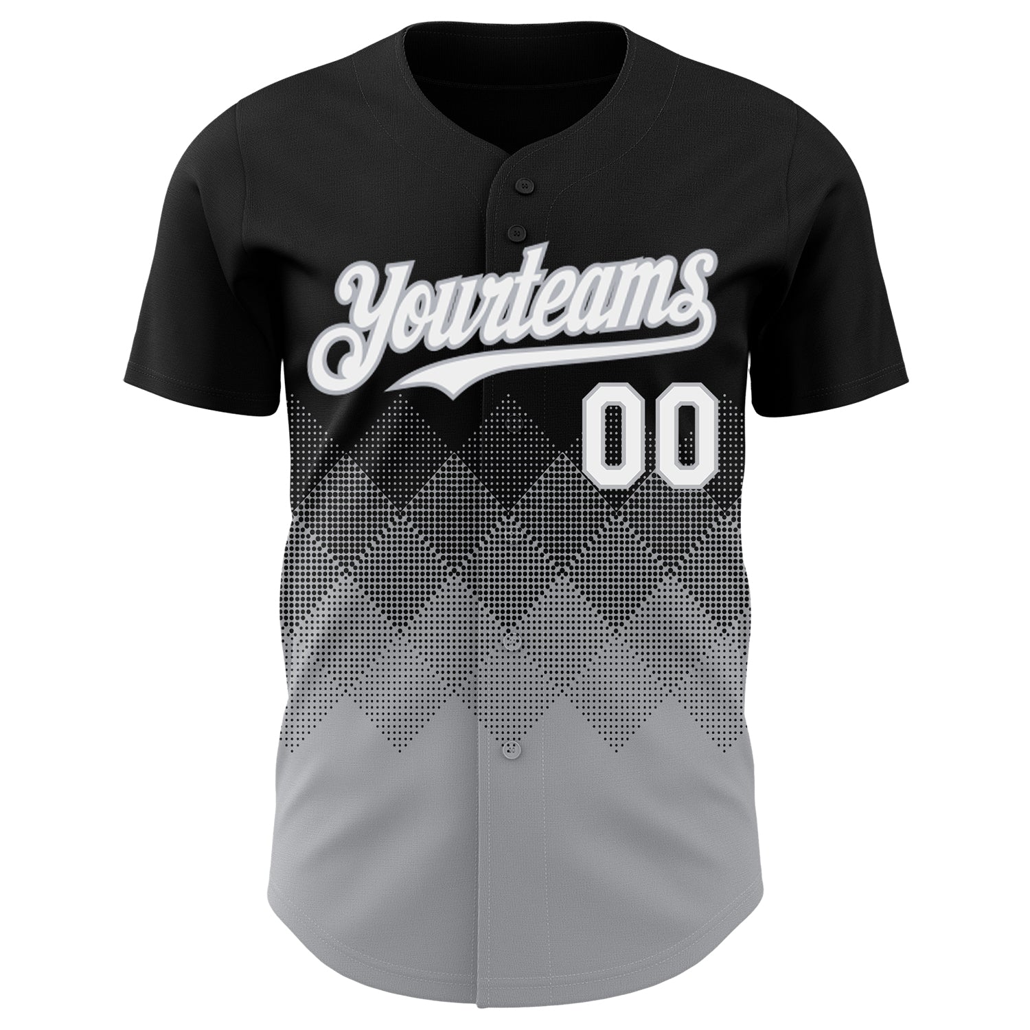 Custom Black White-Gray 3D Gradient Square Shape Authentic Baseball Jersey view 2