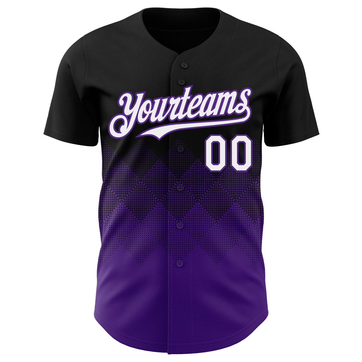Custom Black White-Purple 3D Gradient Square Shape Authentic Baseball Jersey view 2
