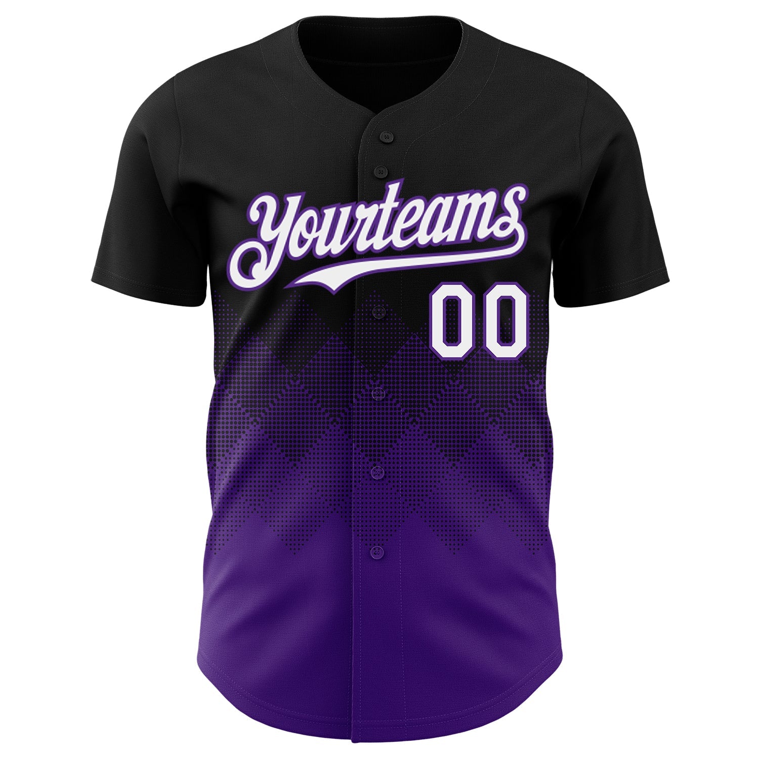 Custom Black White-Purple 3D Gradient Square Shape Authentic Baseball Jersey view 2