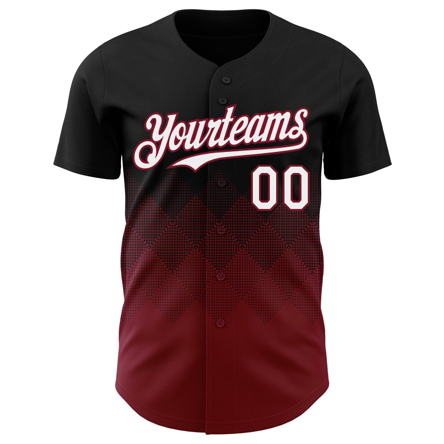 Custom Black White-Crimson 3D Gradient Square Shape Authentic Baseball Jersey view 2