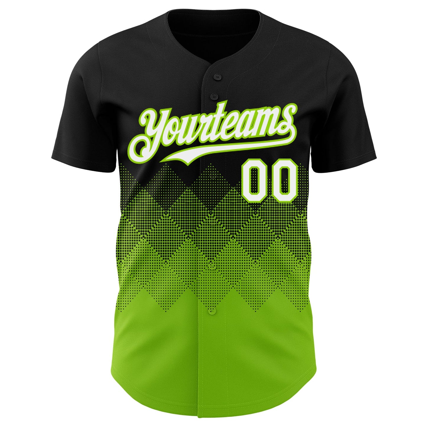 Custom Black White-Neon Green 3D Gradient Square Shape Authentic Baseball Jersey view 2