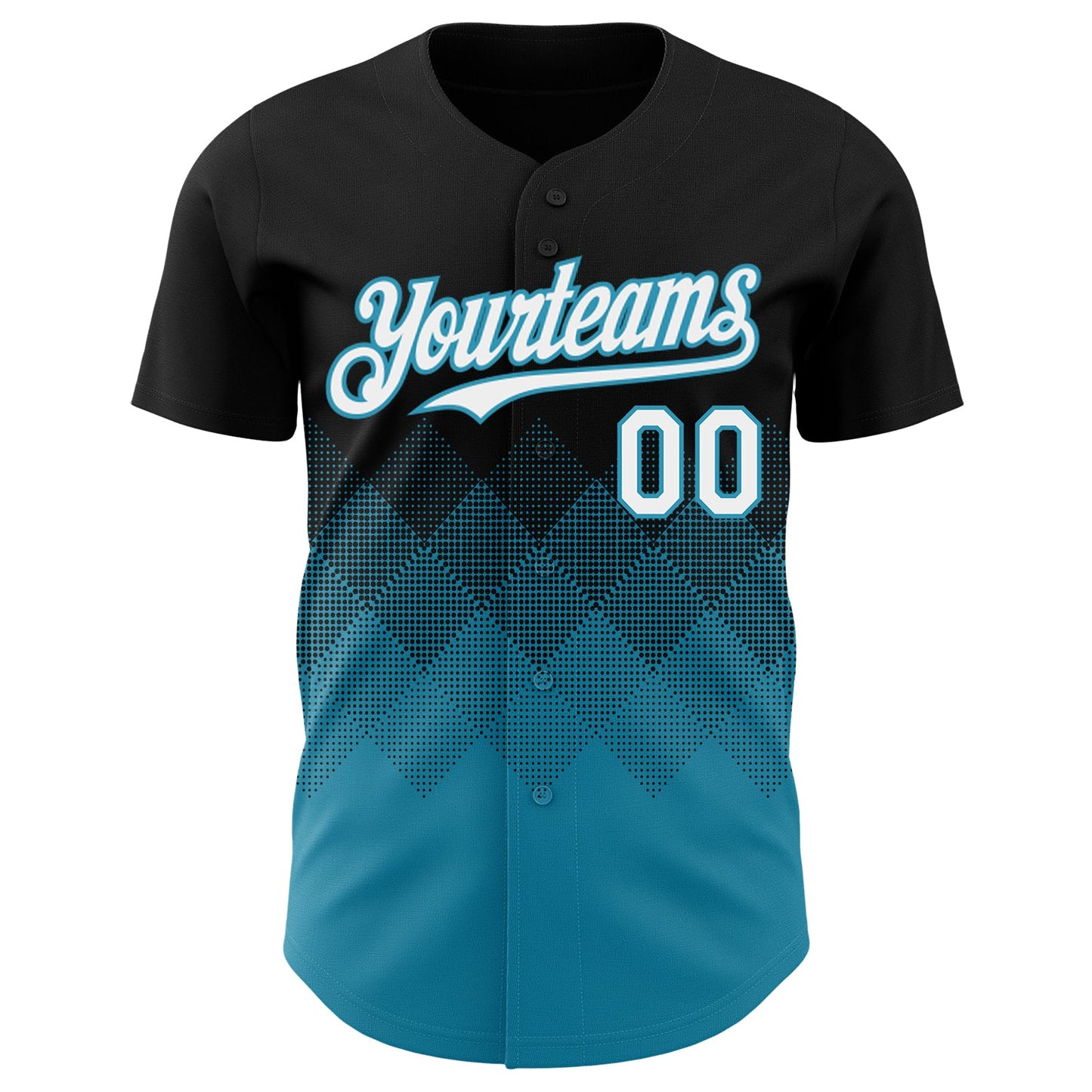Custom Black White-Panther Blue 3D Gradient Square Shape Authentic Baseball Jersey view 2