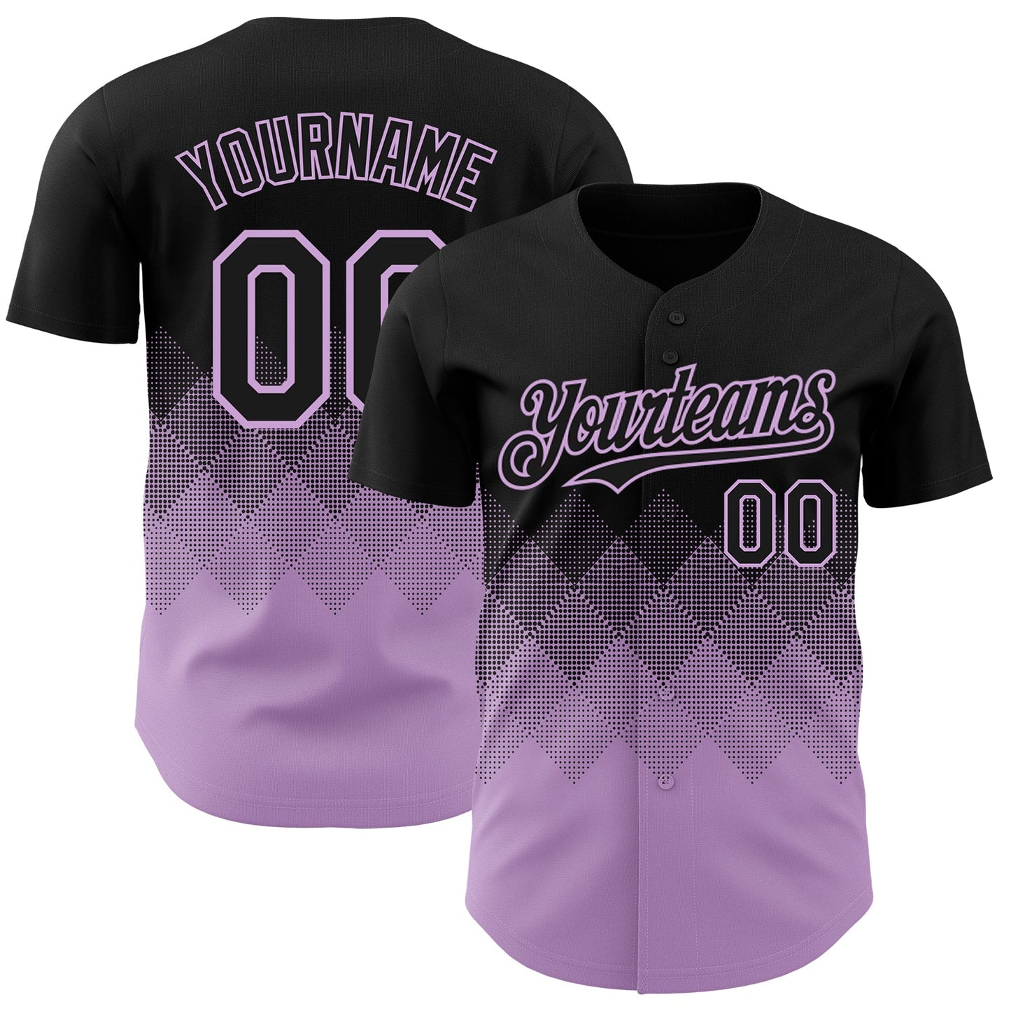 Custom Black Light Purple 3D Gradient Square Shape Authentic Baseball Jersey - Main View