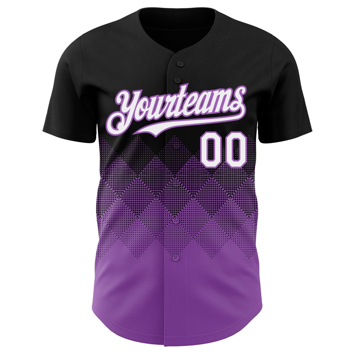 Custom Black White-Medium Purple 3D Gradient Square Shape Authentic Baseball Jersey view 2