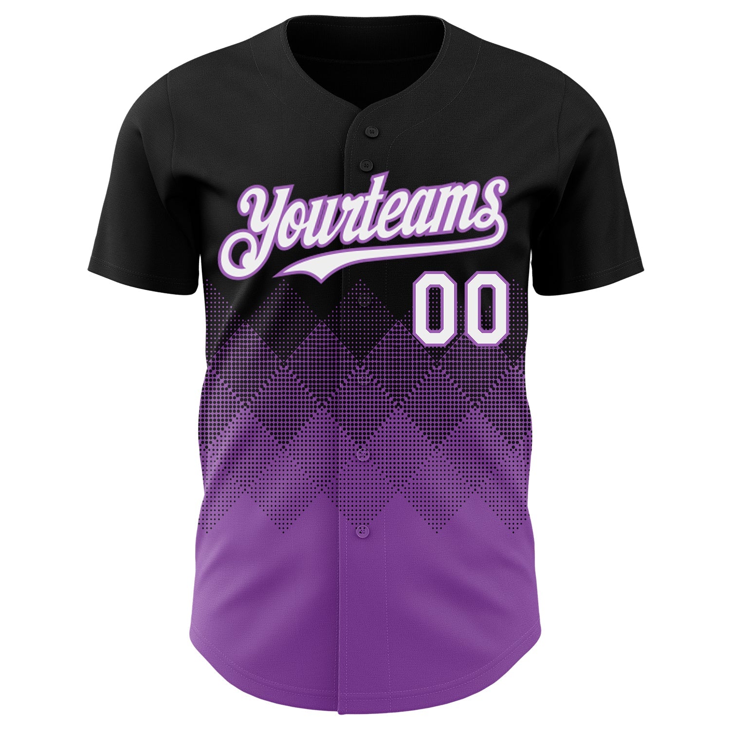 Custom Black White-Medium Purple 3D Gradient Square Shape Authentic Baseball Jersey view 2