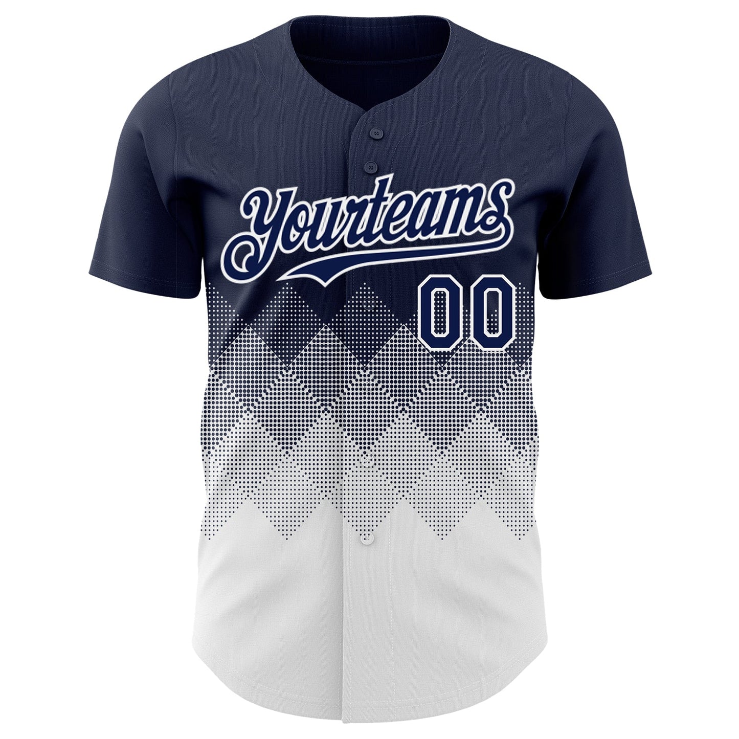 Custom Navy White 3D Gradient Square Shape Authentic Baseball Jersey view 2