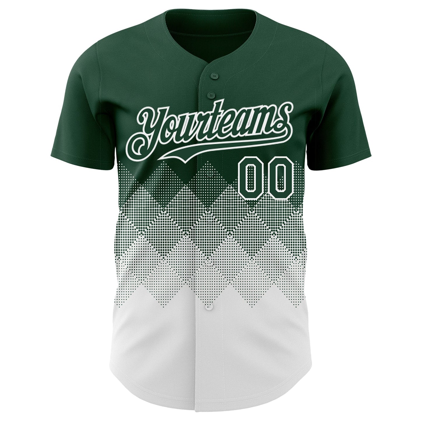 Custom Green White 3D Gradient Square Shape Authentic Baseball Jersey view 2