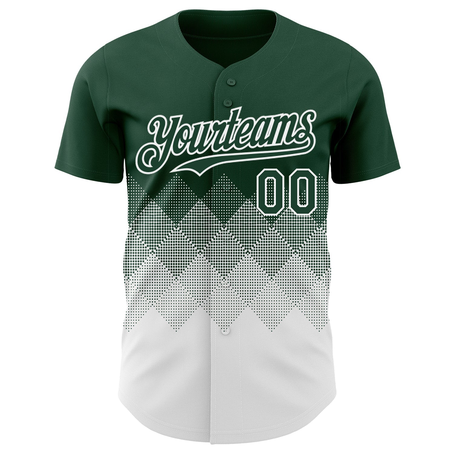 Custom Green White 3D Gradient Square Shape Authentic Baseball Jersey view 2