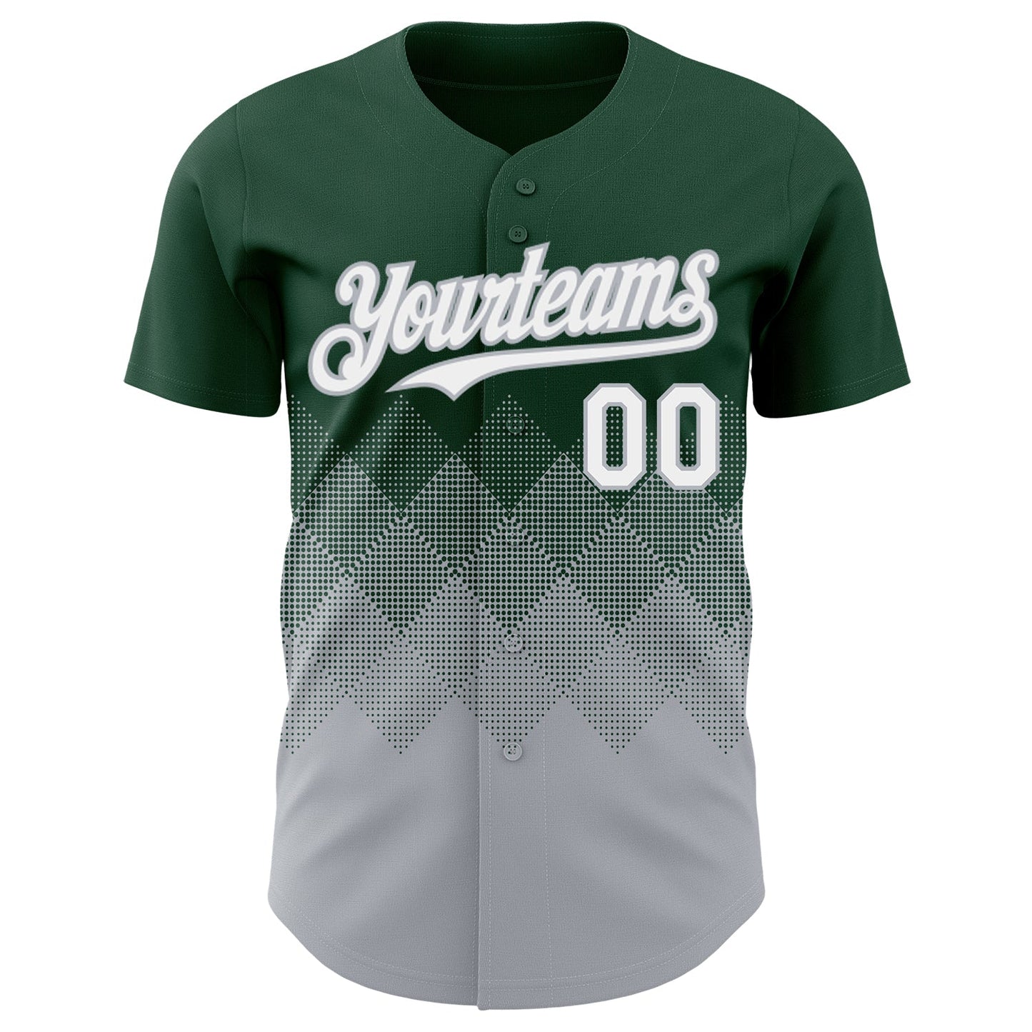 Custom Green White-Gray 3D Gradient Square Shape Authentic Baseball Jersey view 2