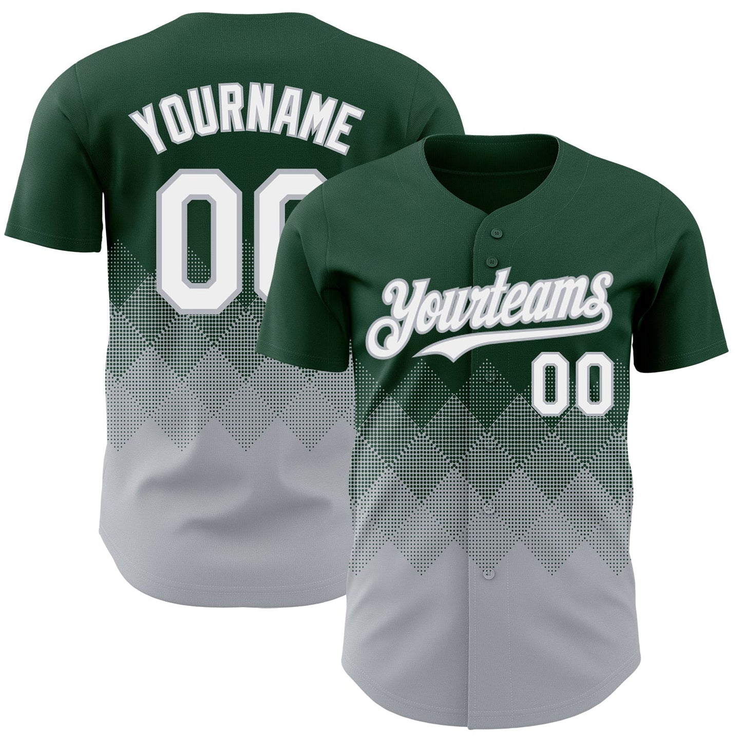 Custom Green White-Gray 3D Gradient Square Shape Authentic Baseball Jersey - Main View
