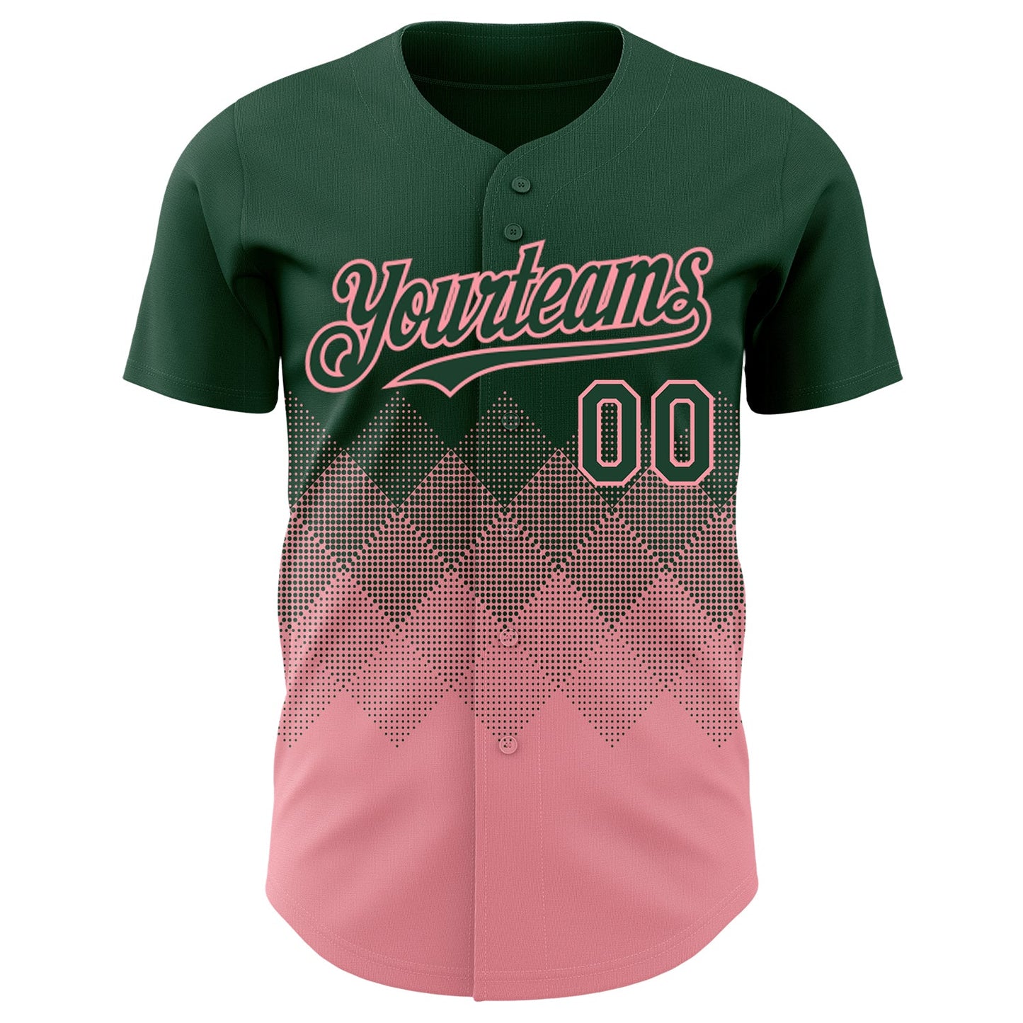 Custom Green Medium Pink 3D Gradient Square Shape Authentic Baseball Jersey view 2