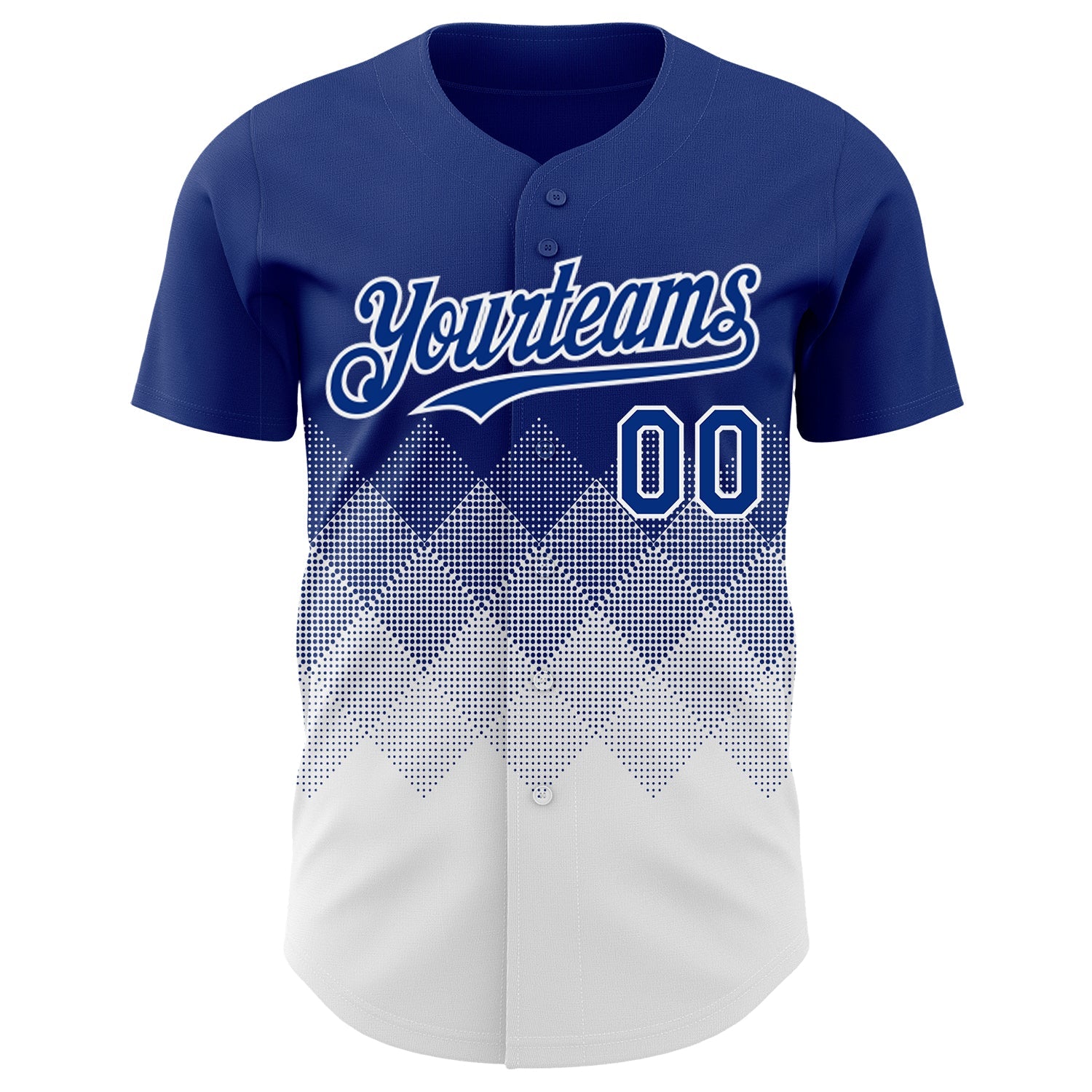 Custom Royal White 3D Gradient Square Shape Authentic Baseball Jersey view 2