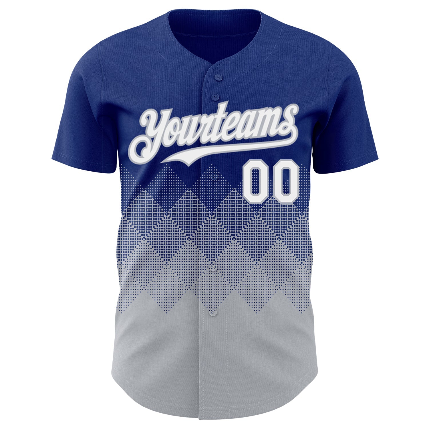 Custom Royal White-Gray 3D Gradient Square Shape Authentic Baseball Jersey view 2