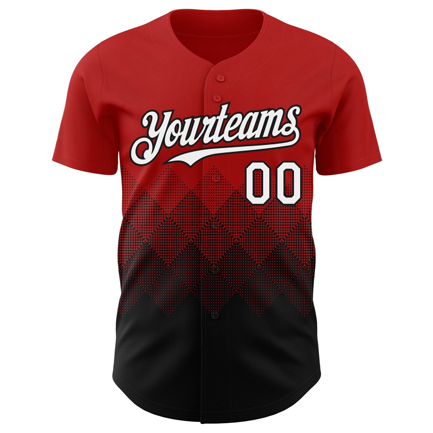 Custom Red White-Black 3D Gradient Square Shape Authentic Baseball Jersey view 2