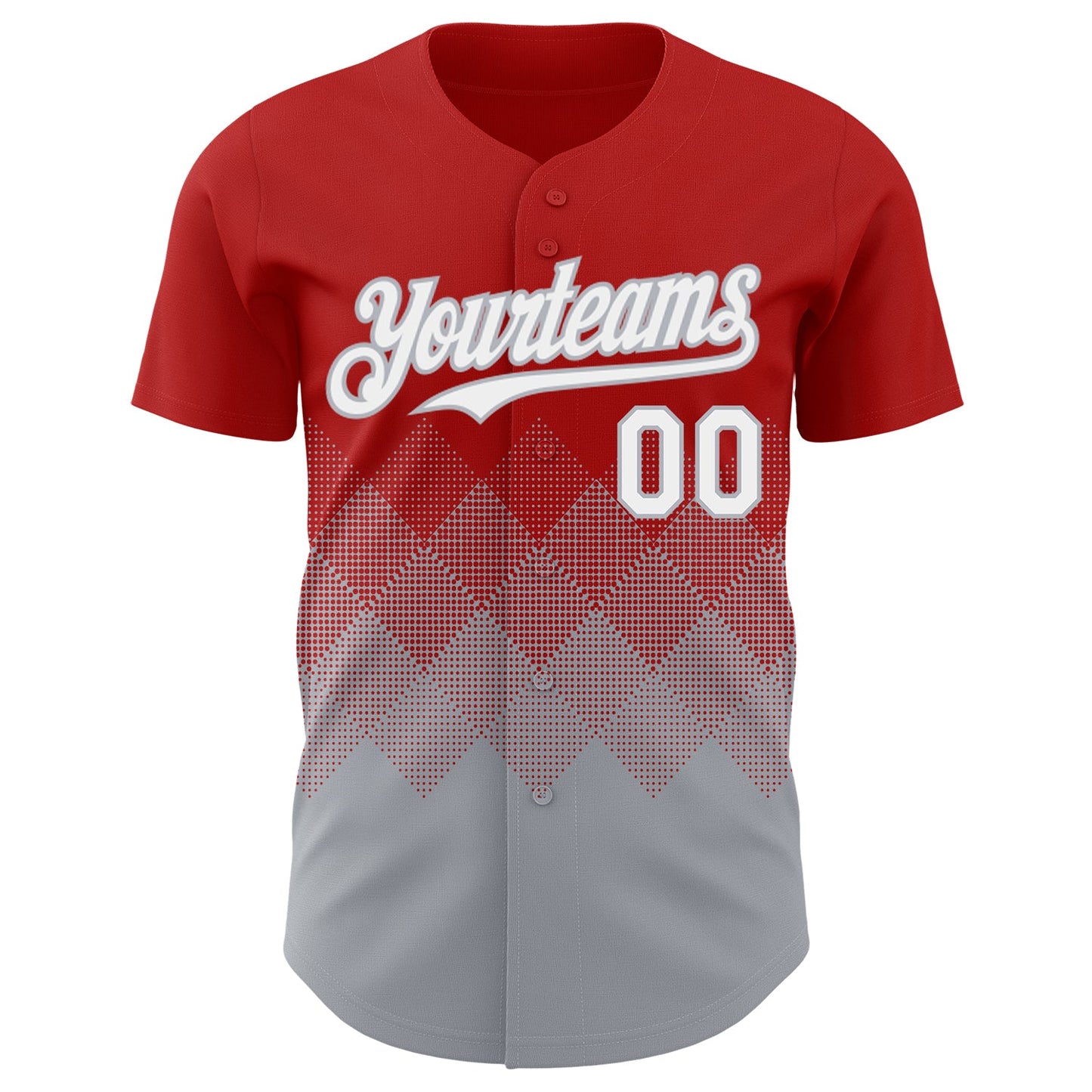 Custom Red White-Gray 3D Gradient Square Shape Authentic Baseball Jersey view 2