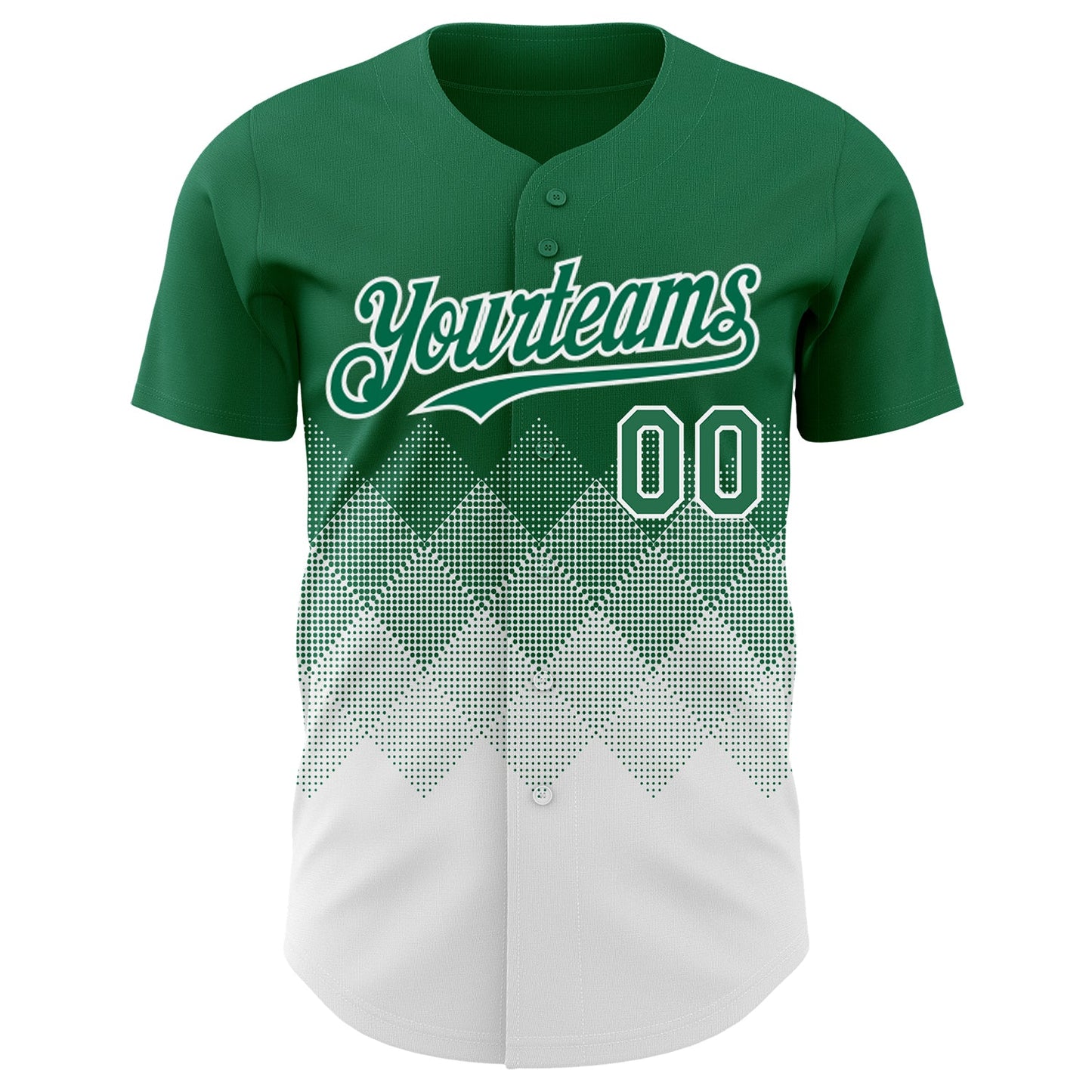 Custom Kelly Green White 3D Gradient Square Shape Authentic Baseball Jersey view 2