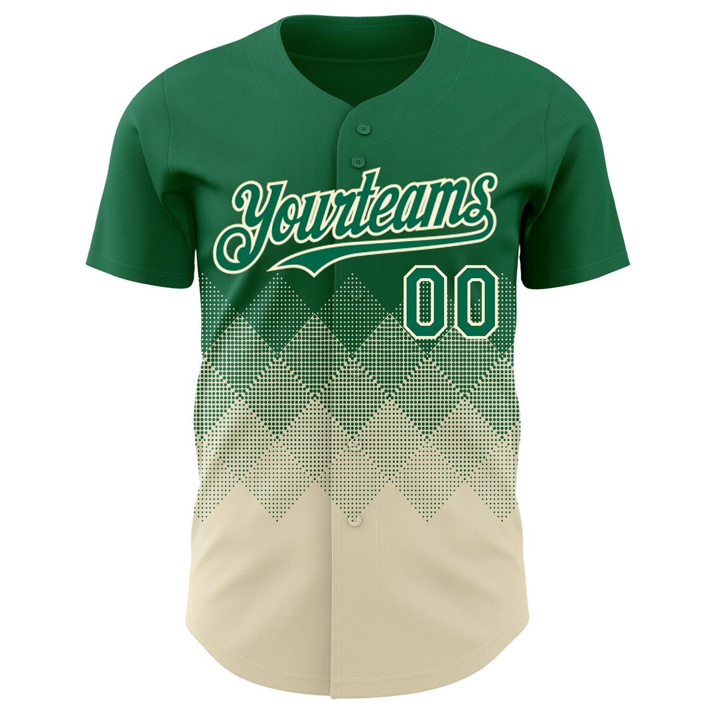 Custom Kelly Green Cream 3D Gradient Square Shape Authentic Baseball Jersey view 2